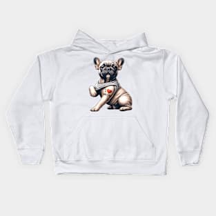 French Bulldog I Love Mom Kids Hoodie